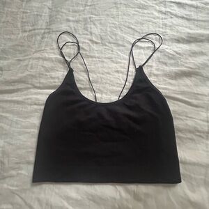 Black Double-Strap Crop Camisole